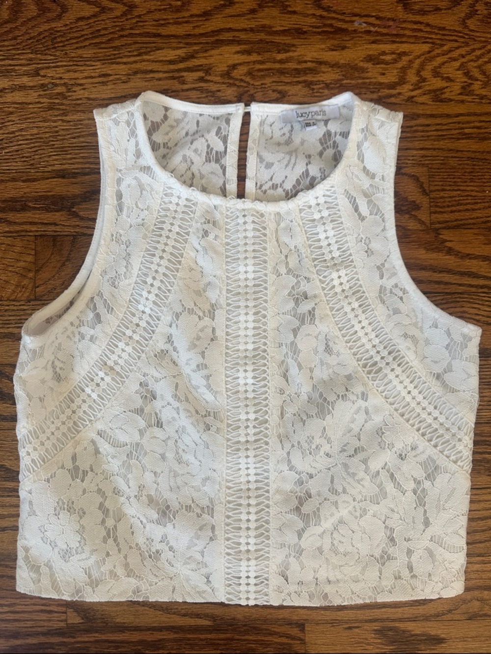 Lucy Paris Ivory Lace Crop Top